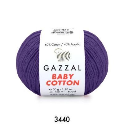GAZZAL  BABY COTTON   3440  - 60% Хлопок, 40% Акрил 50 г/165 м