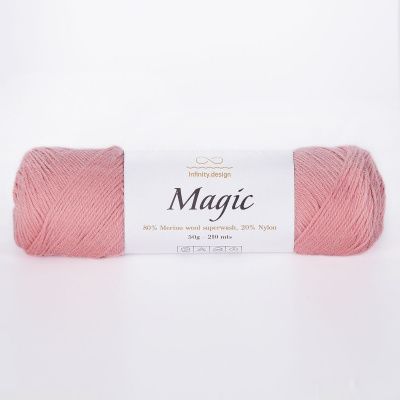 Infinity Design Magic (4042 сухая роза ) 80% мериносовая шерсть superwash, 20% нейлон 50 гр/210 м